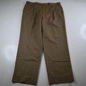 Bespoke 38x30 Khaki Brown Wool Pleated Front Full Cut Dress Mens Pants